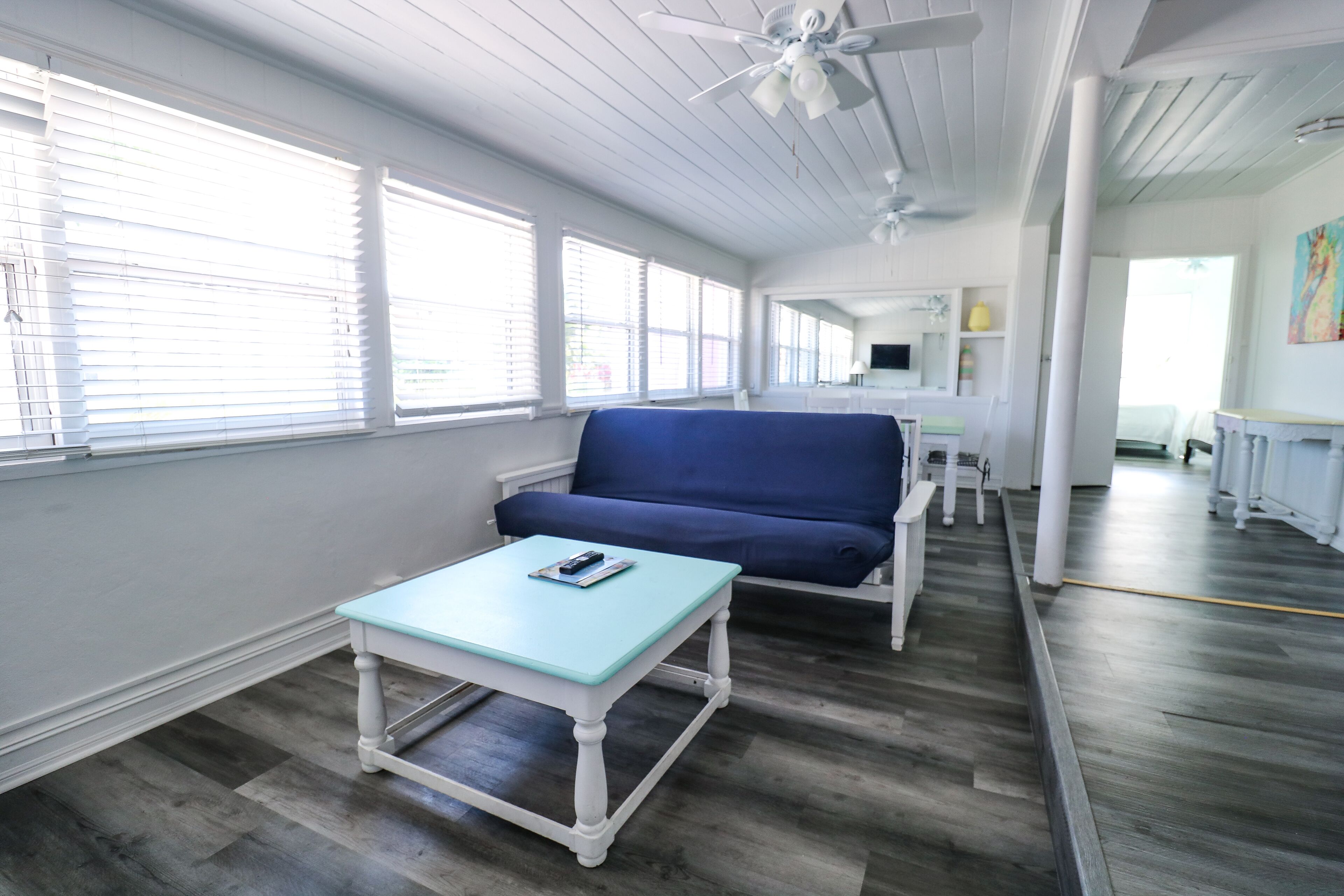 oceanfront family suite w/ kitchen | living area | flat-screen tv