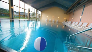 Indoor pool, open 8 AM to 10 PM, sun loungers