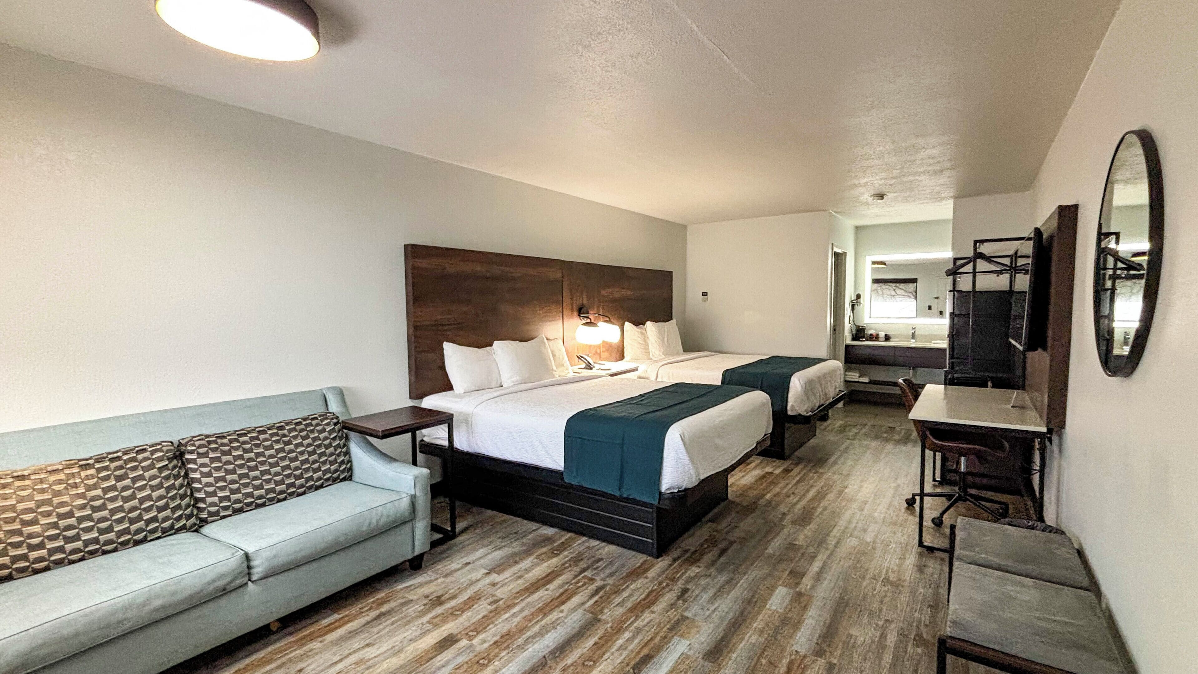 Down duvets, pillow-top beds, desk, laptop workspace