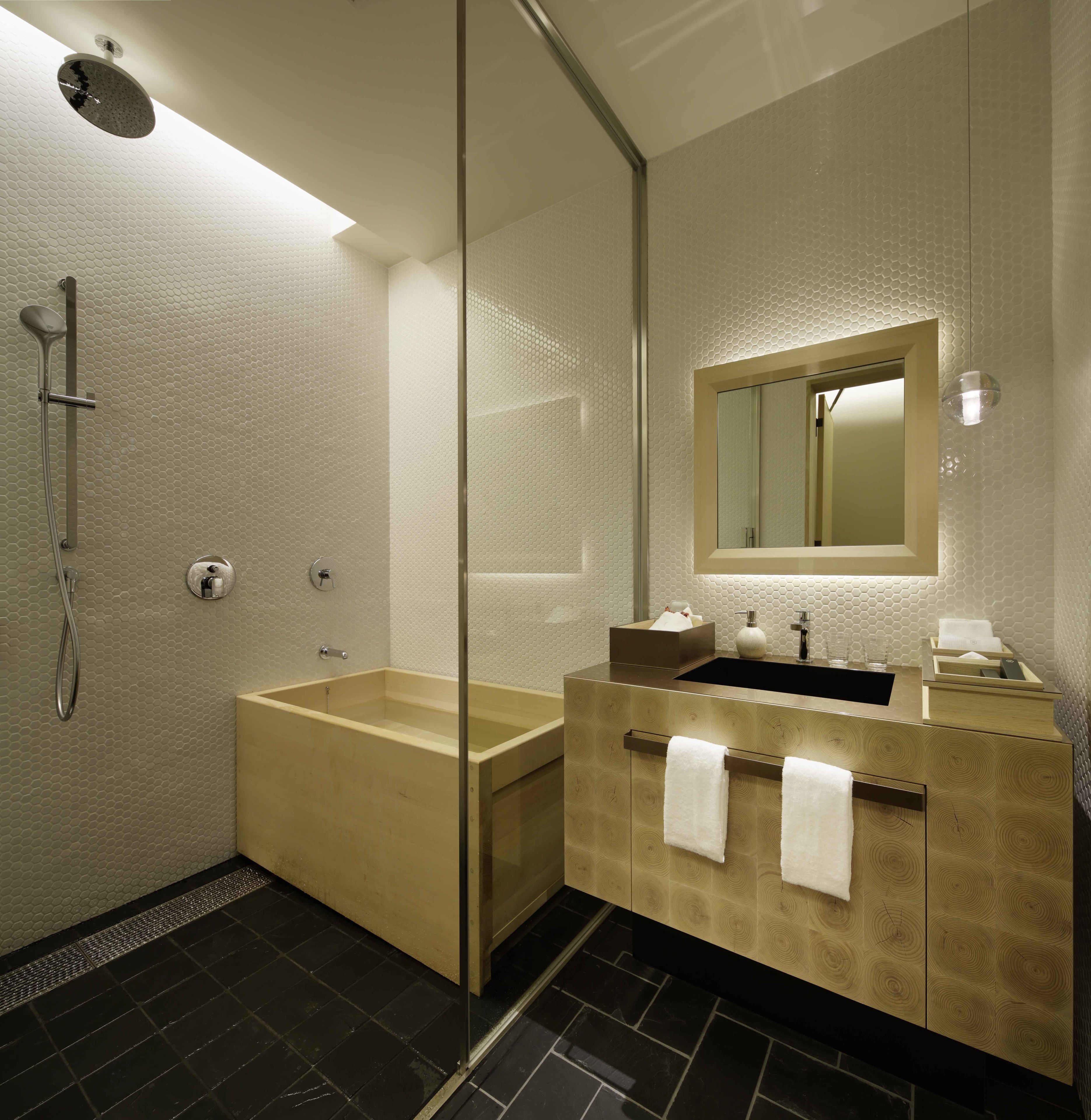 double room main building | bathroom amenities | separate bathtub and shower, deep-soaking bathtub, rainfall showerhead