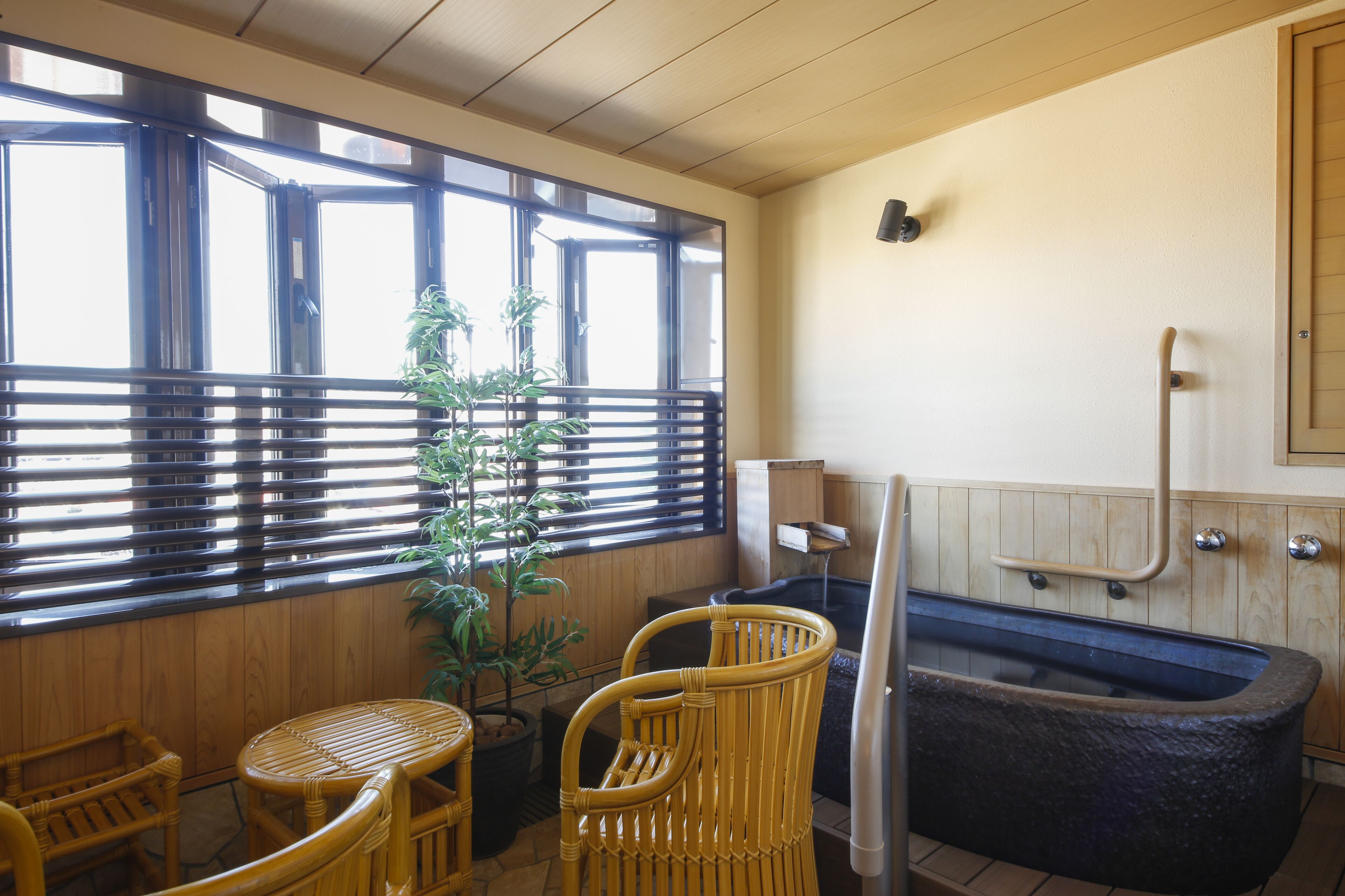 combined shower/bathtub, free toiletries, hair dryer, slippers