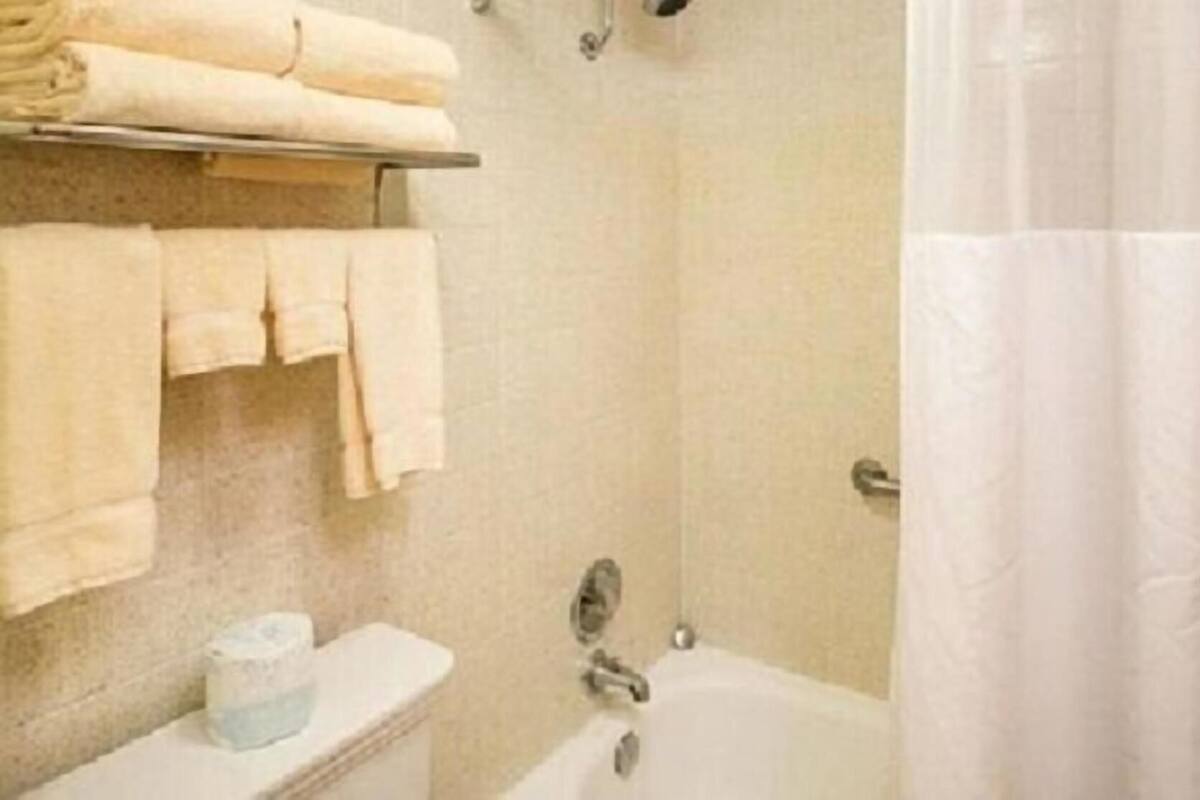 Bathroom | Bathtub, hair dryer, towels