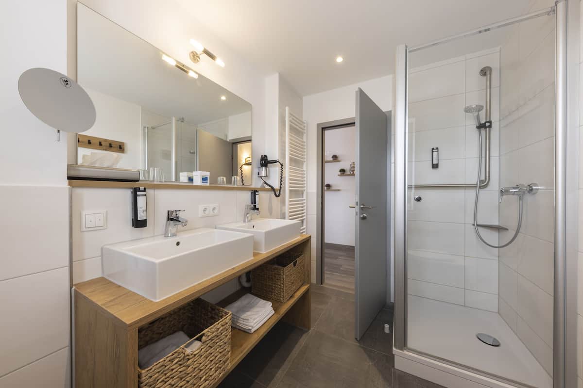 free toiletries, hair dryer, bathrobes, slippers