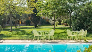 Outdoor pool, open 8:00 AM to 8:00 PM, pool loungers