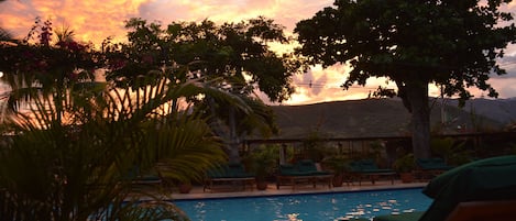 Outdoor pool, pool loungers