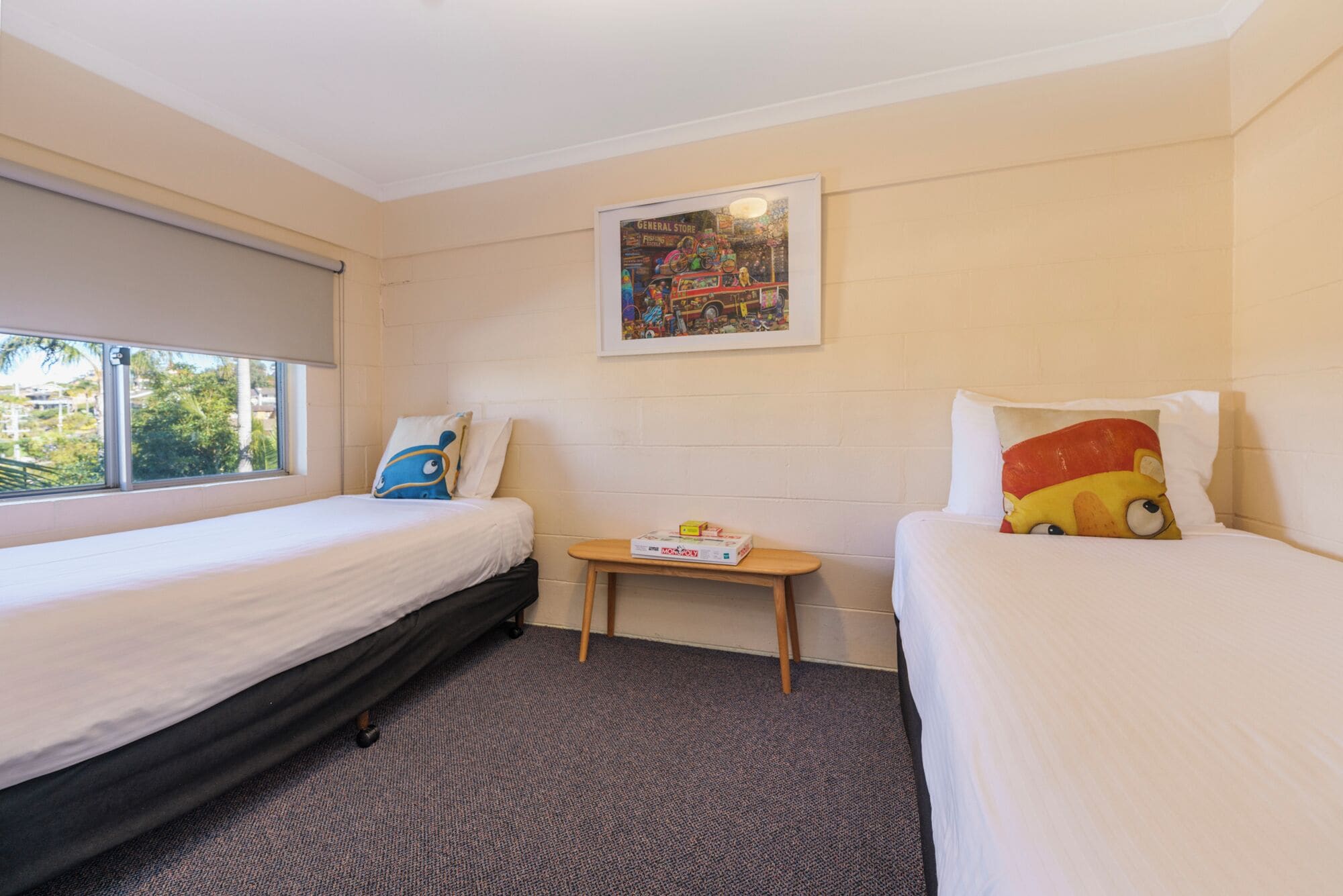 deluxe family room | 2 bedrooms, premium bedding, laptop workspace, blackout curtains