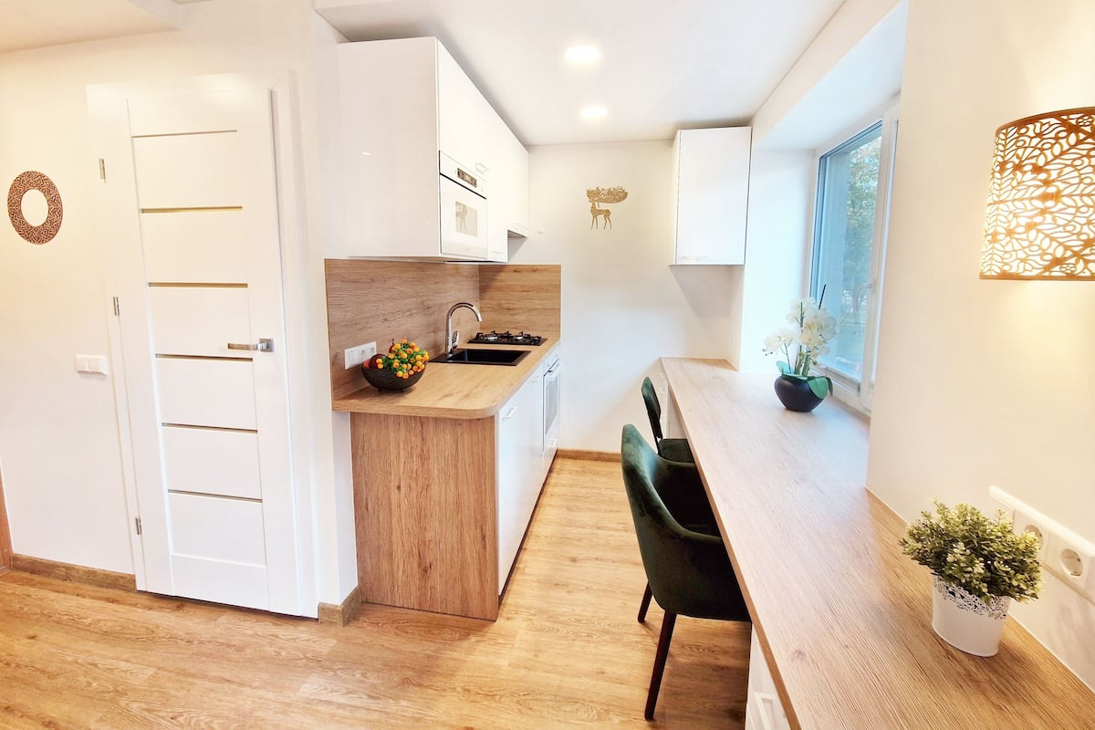 Studio with Balcony - Annex | Privat tekøkken | Køleskab, mikrobølgeovn, elkedel, højstol