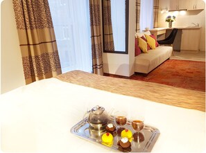 Suite | Desk, laptop workspace, soundproofing, iron/ironing board