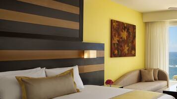 Frette Italian sheets, down comforters, pillowtop beds, minibar