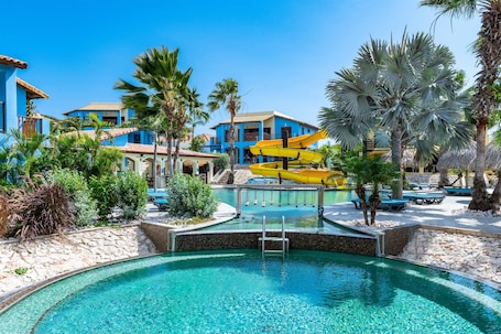 6 outdoor pools, open 8:00 AM to 7:00 PM, pool umbrellas, sun loungers