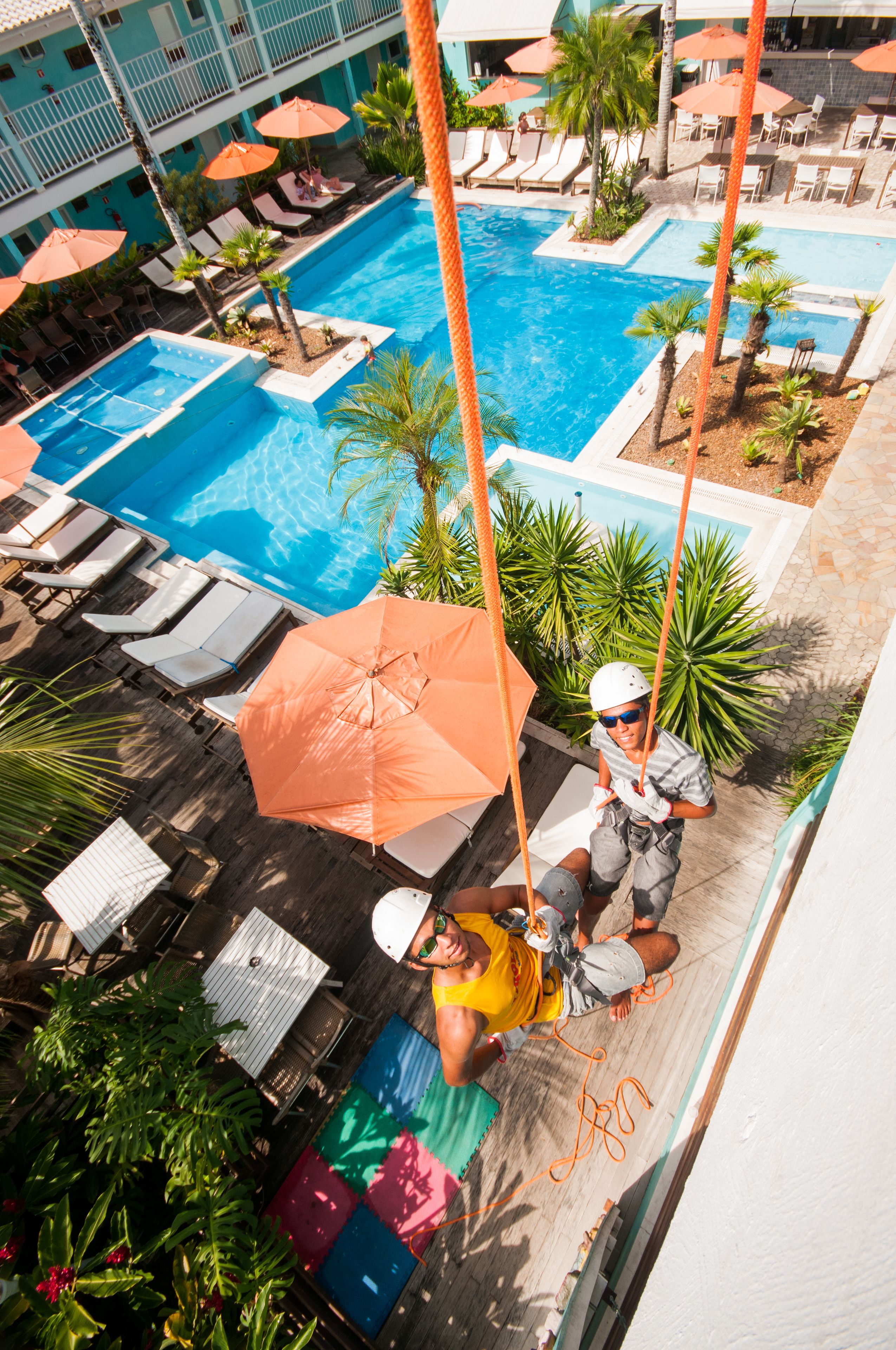 outdoor pool, pool loungers