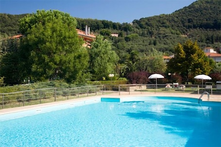 Outdoor pool, sun loungers