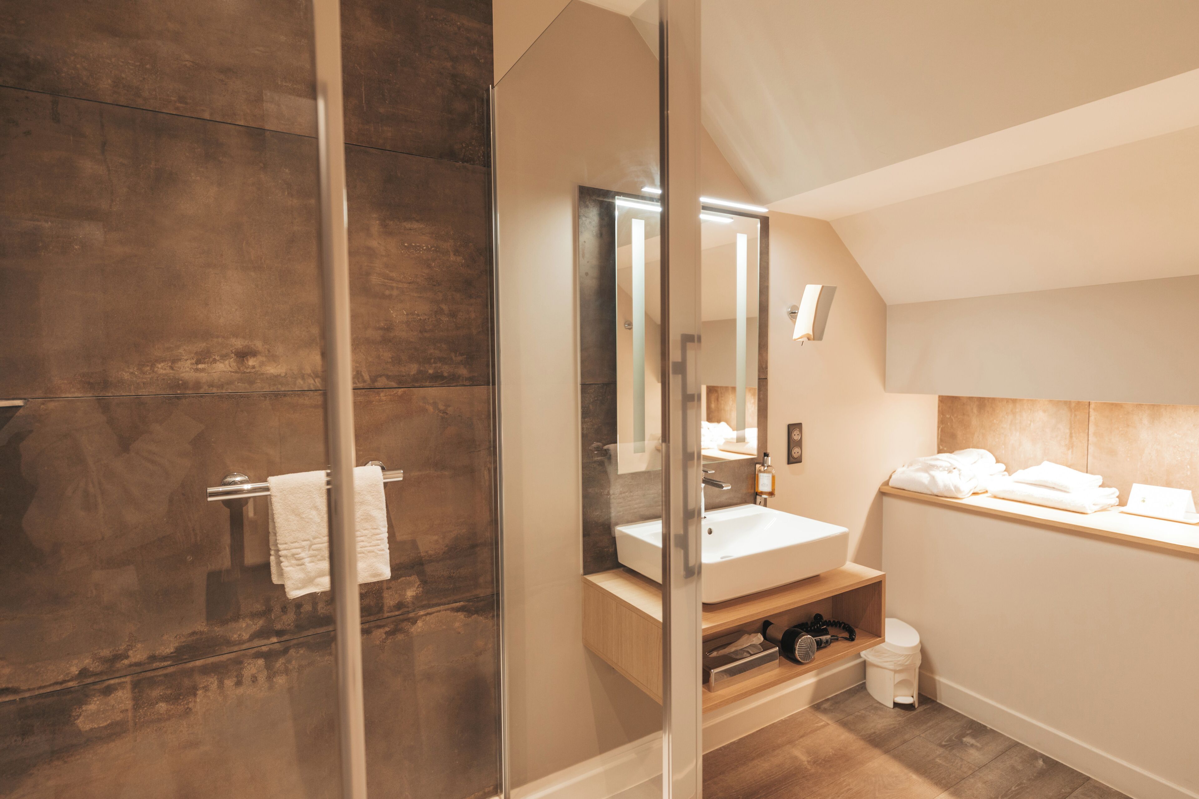 bathrobes, slippers, towels