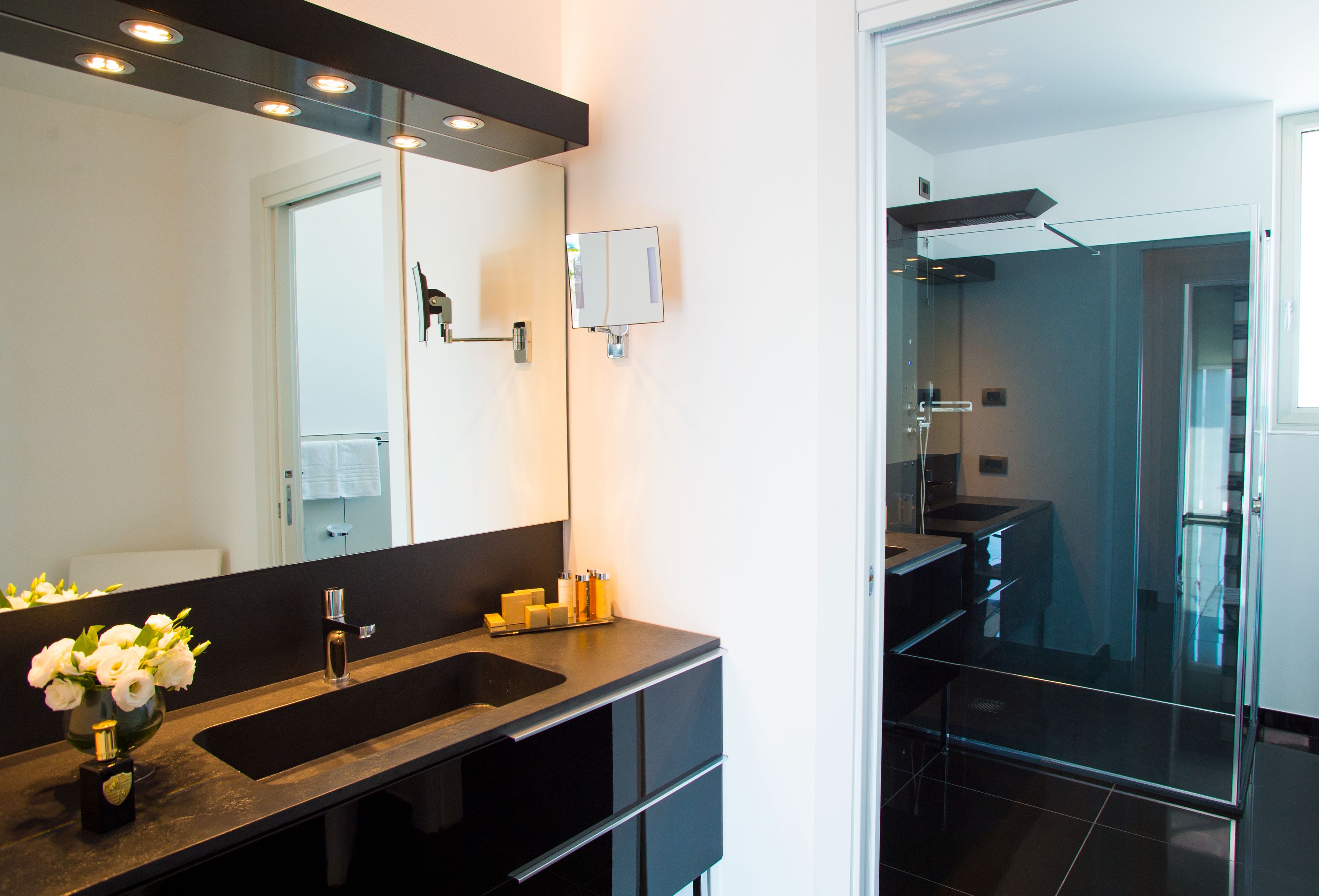 shower, rainfall showerhead, hair dryer, bidet