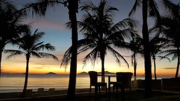 Private beach, sun loungers, beach umbrellas