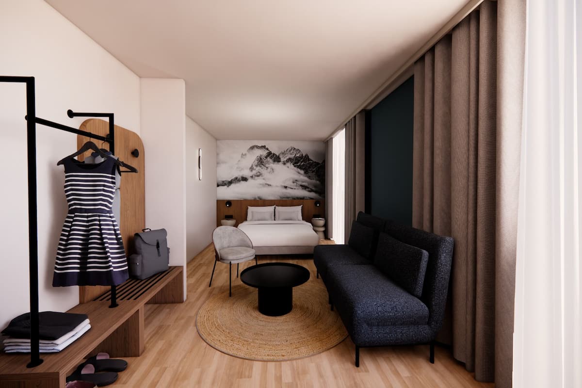 Quarto família, várias camas | Roupas de cama premium, escrivaninha, espaço de trabalho para notebook