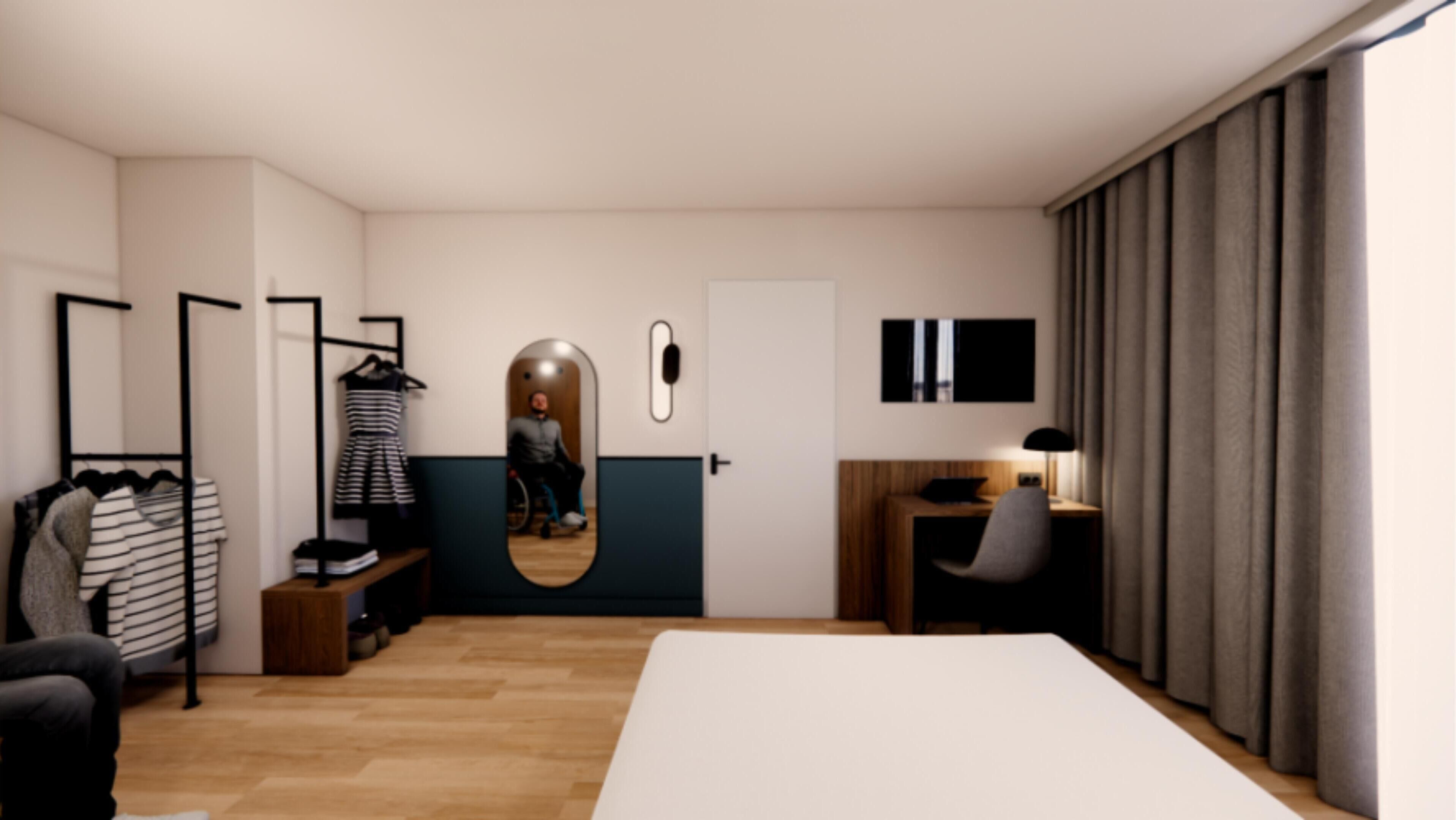 Room, 1 Queen Bed, Mobility Accessible | Premium bedding, desk, laptop workspace, blackout drapes