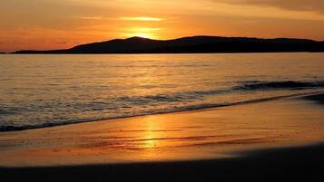 Beach nearby, sun loungers, beach umbrellas