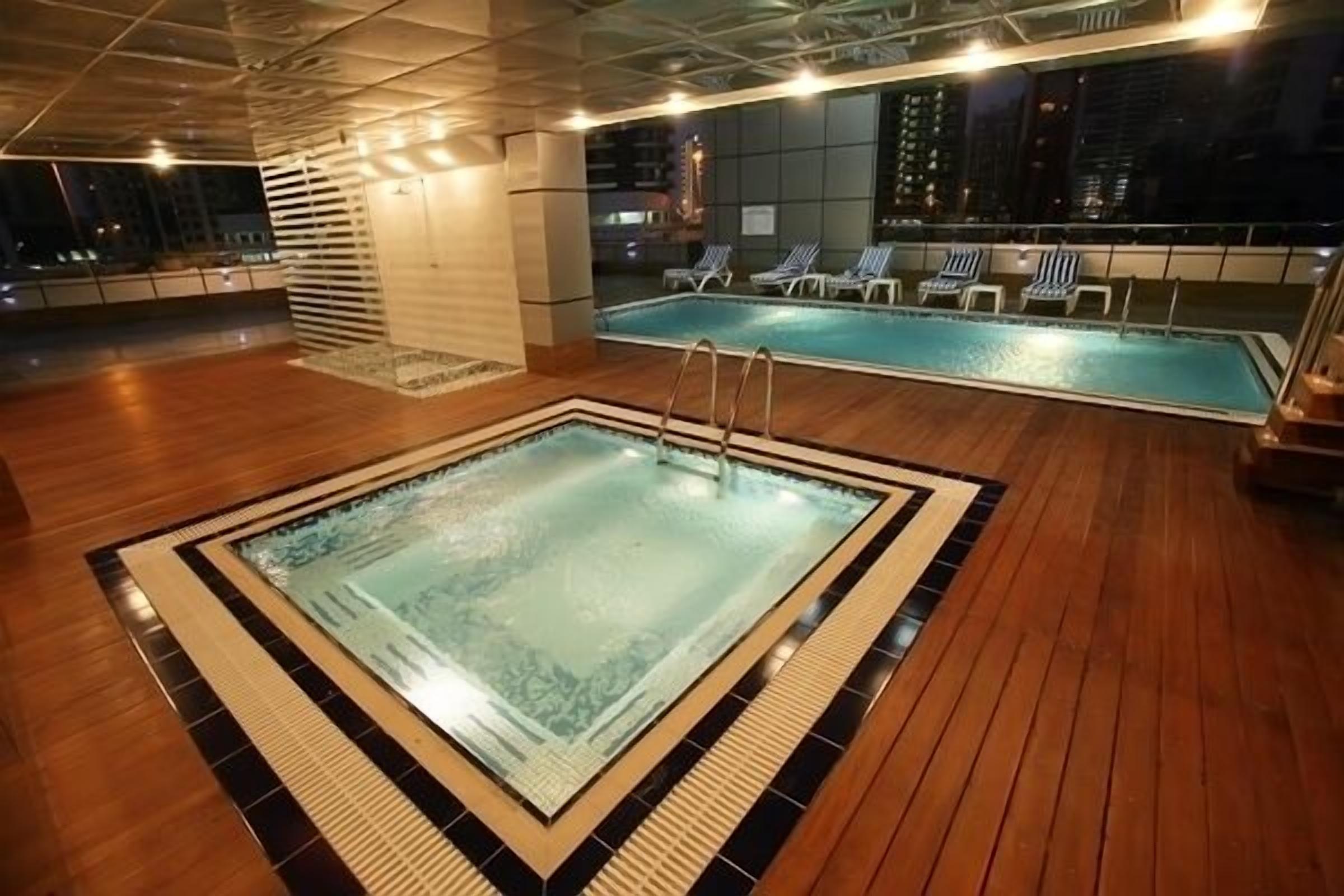 Outdoor pool, sun loungers