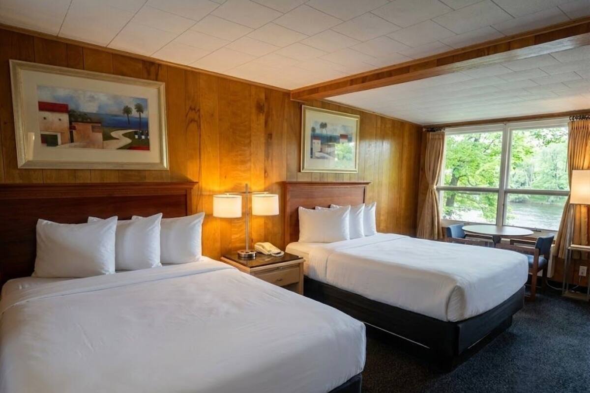 Standard, Two Queen Beds, River View | Premium bedding, pillowtop beds, desk, laptop workspace