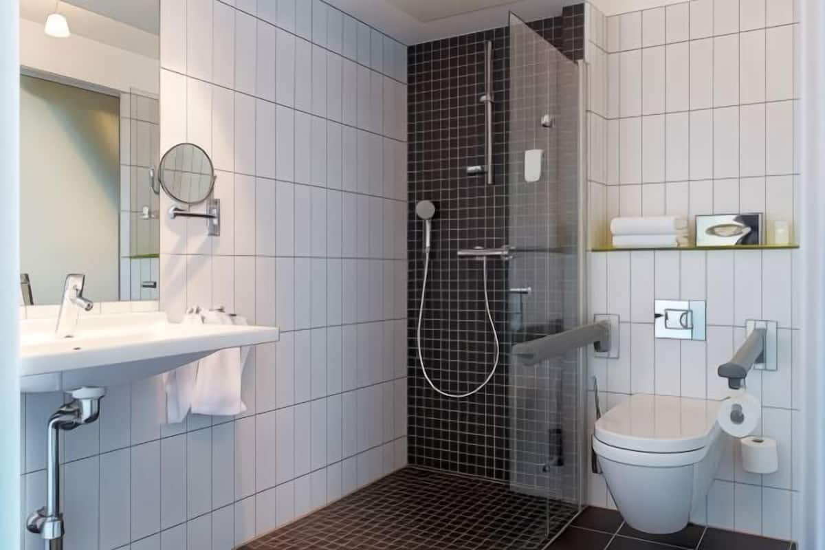 Bathroom | Shower, hair dryer, towels