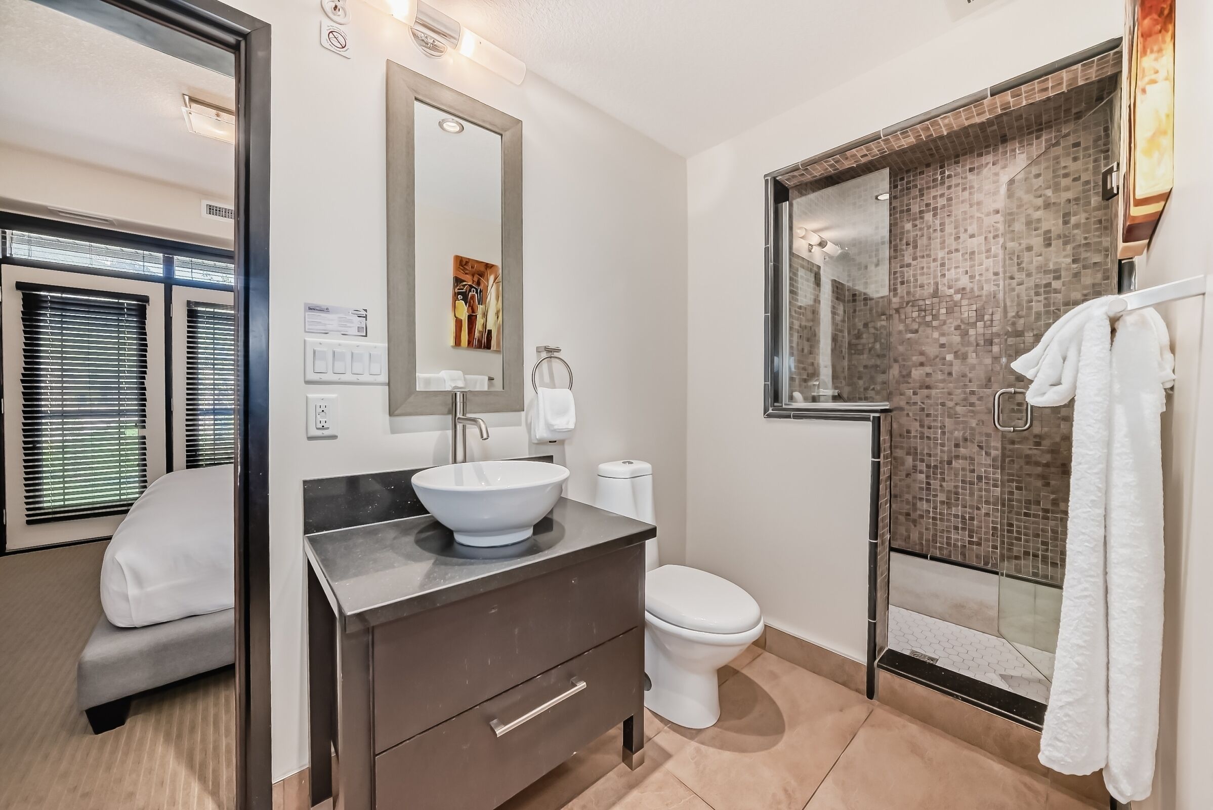 free toiletries, hair dryer, towels