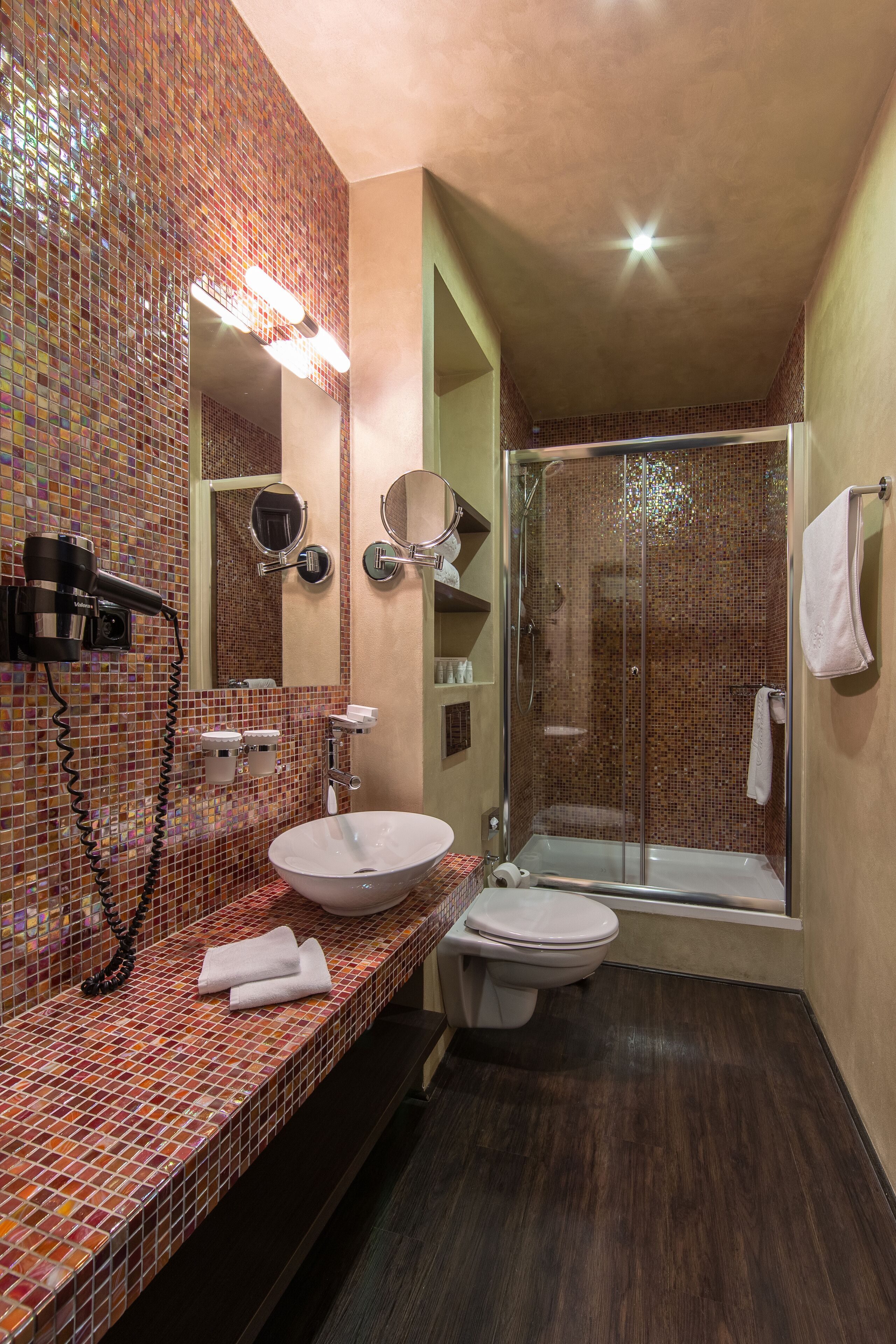 superior double or twin room | bathroom | shower, free toiletries, slippers, towels