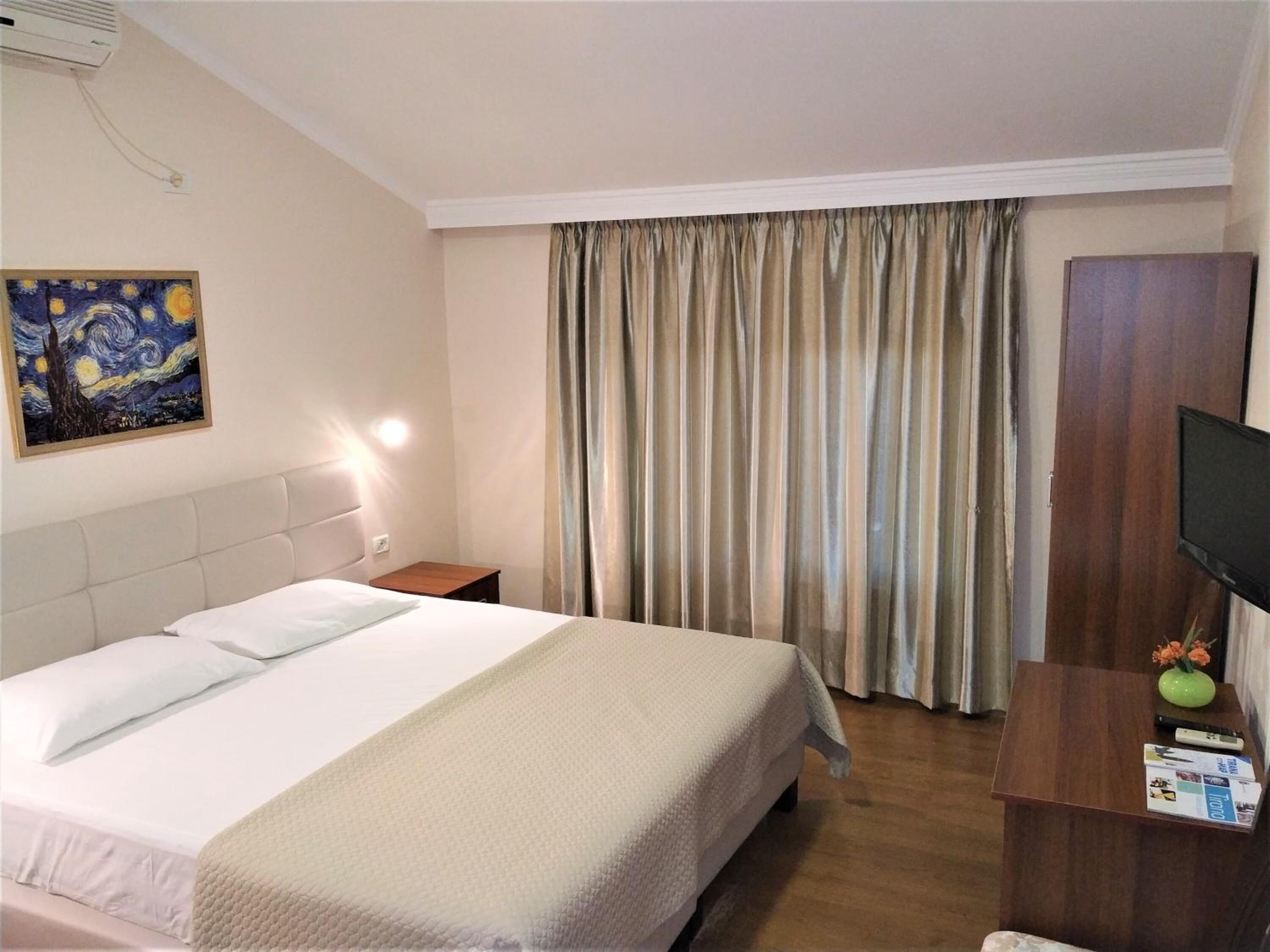 desk, blackout curtains, cots/infant beds, free wifi