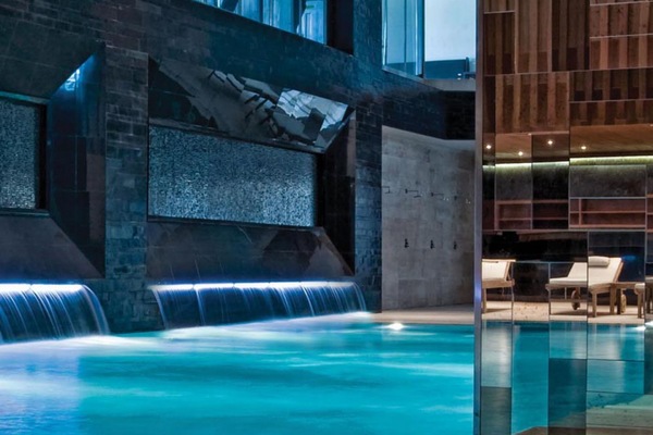 Indoor pool, outdoor pool, pool umbrellas, sun loungers