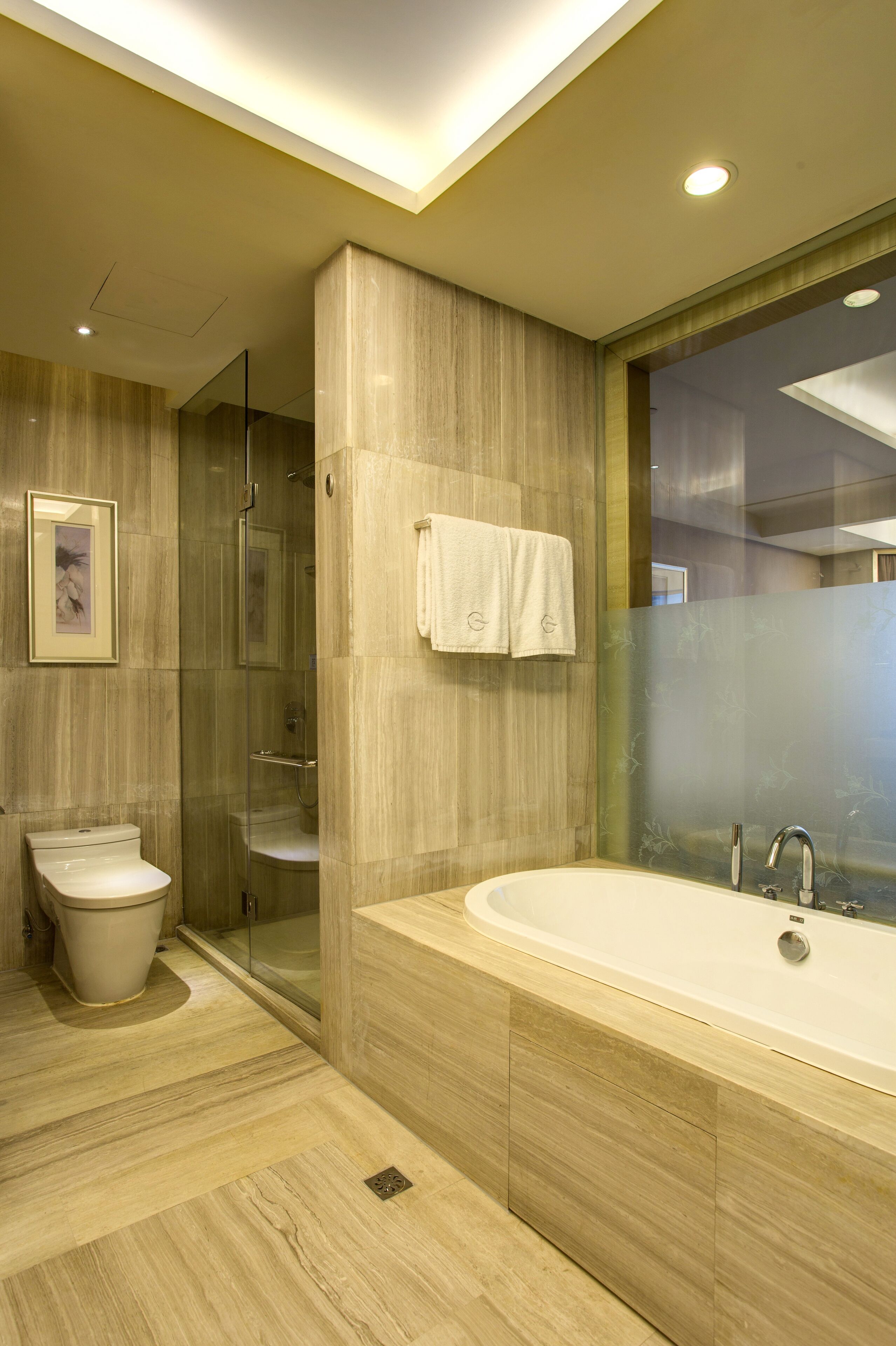 business room, river view | bathroom | rainfall showerhead, free toiletries, hair dryer, bathrobes
