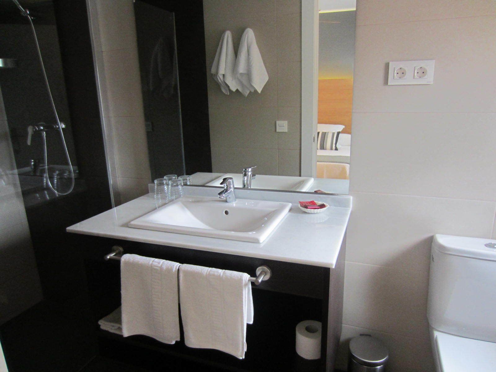 free toiletries, hair dryer, towels