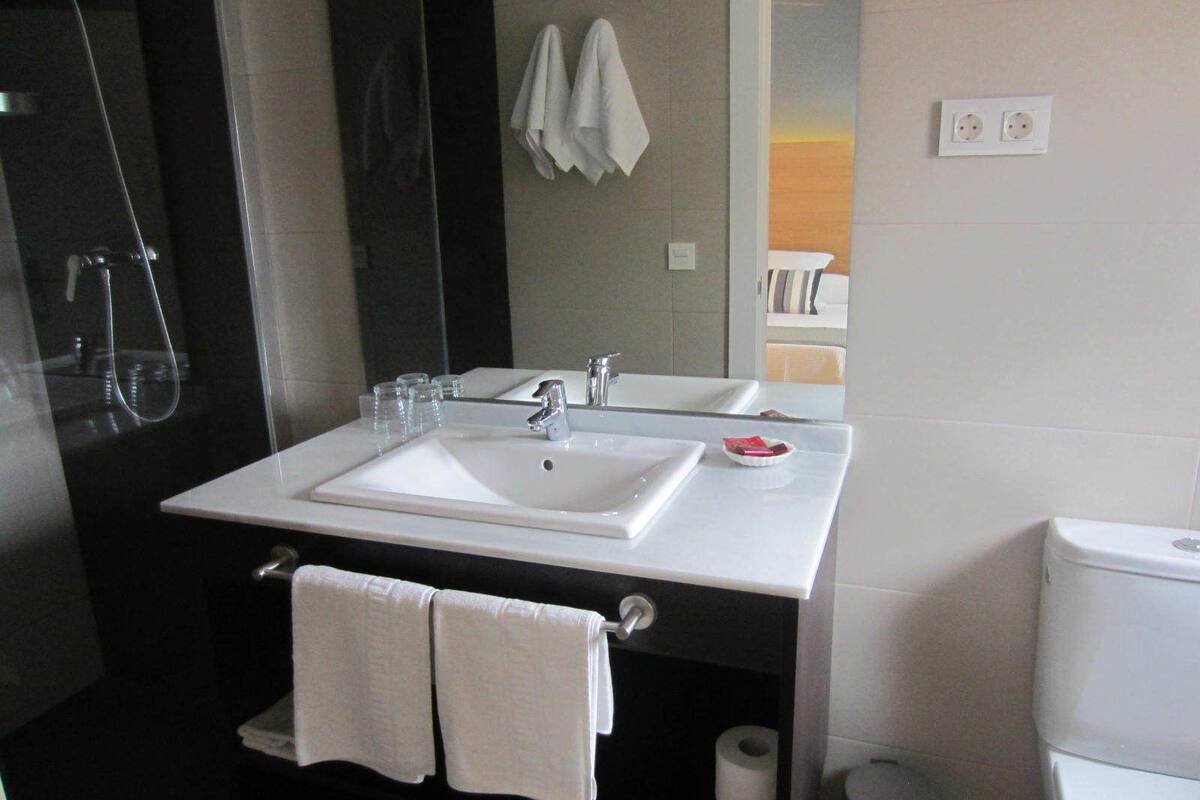 free toiletries, hair dryer, towels