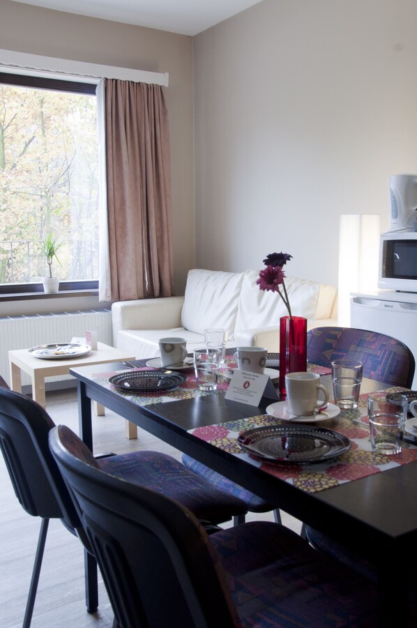 Individually decorated, individually furnished, desk, laptop workspace - Budget Flats Brussels (Brussels)