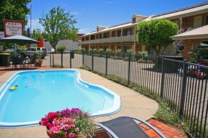 Outdoor pool, sun loungers