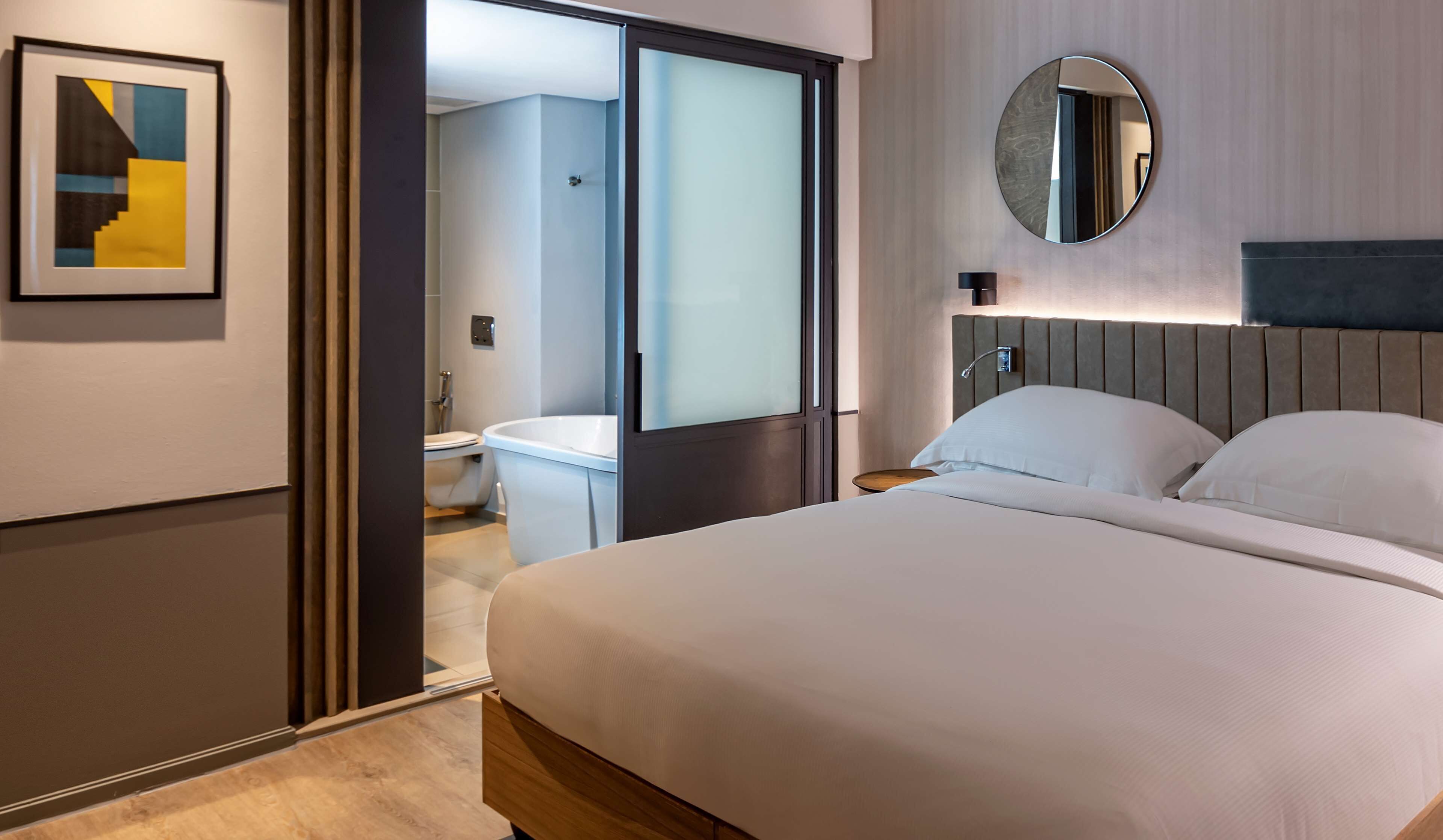 1 bedroom, premium bedding, down comforters, in-room safe