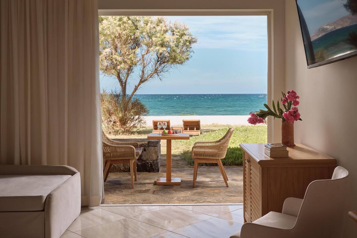 Premium Bungalow, Beach View | 1 bedroom, premium bedding, minibar (some free items), desk