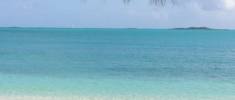 Nær stranden og hvit sand