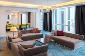 Presidential Suite (2 Bedrooms) | Living area | 32-inch LED TV with premium channels, TV - Hilton Doha (Doha)