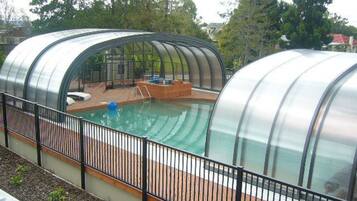 Indoor pool, outdoor pool, open 8:00 AM to 9:30 PM, sun loungers
