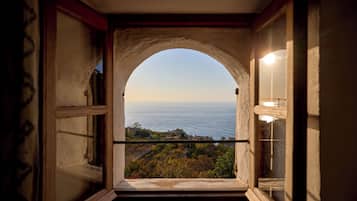 Double Room with Sea or Mountain Views | Anti alerjik yatak takımı, kuştüyü yorgan, ütü/ütü masası