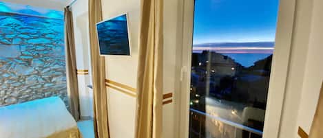 Panoramic Room, Air conditioning, Sea View | Hypo-allergenic bedding, down duvets, pillow-top beds, in-room safe