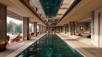 Indoor pool, sun loungers