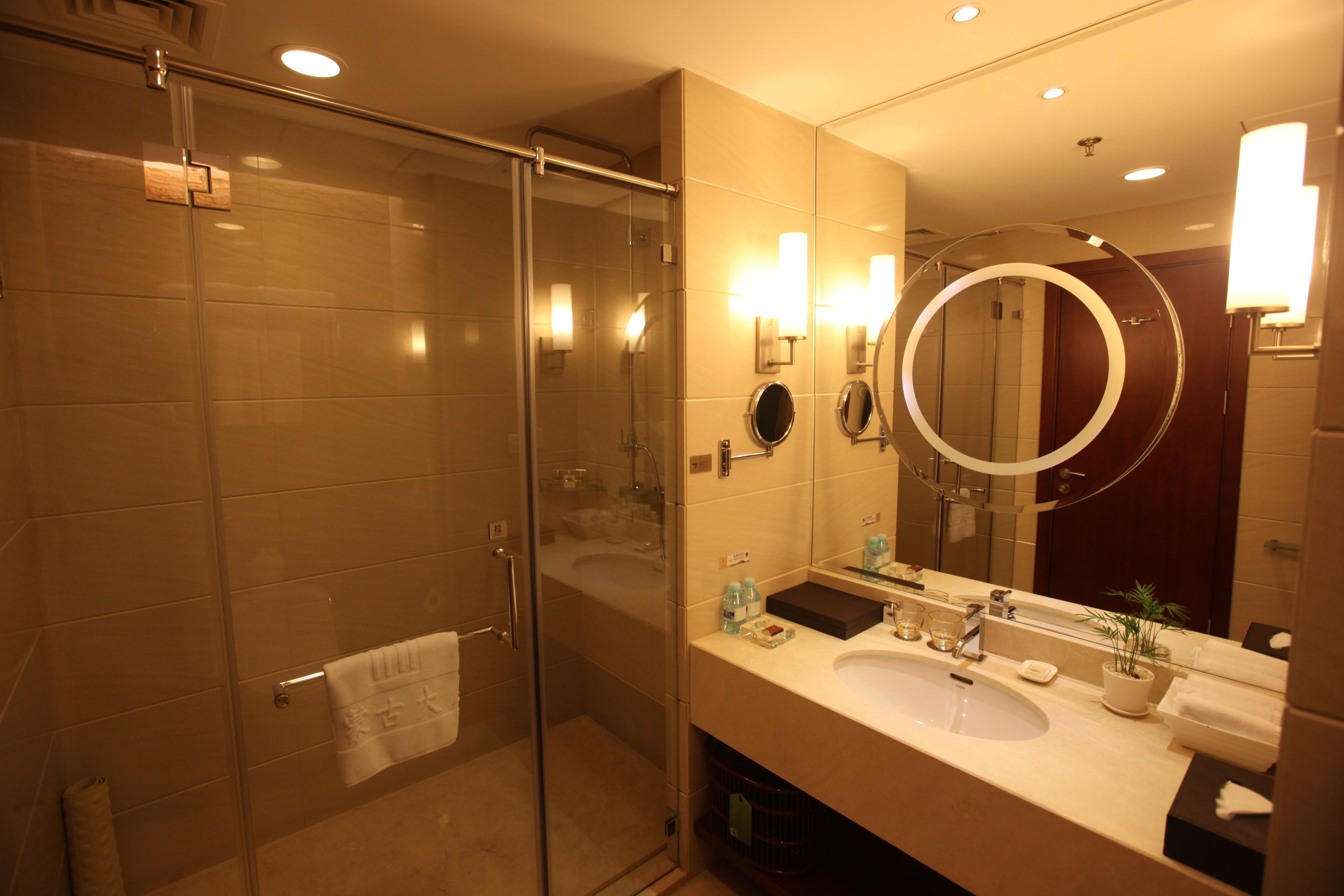 rainfall showerhead, free toiletries, hair dryer, bathrobes