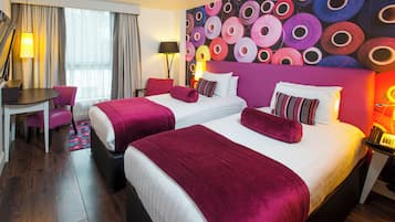 Hypo-allergenic bedding, free minibar, in-room safe, desk