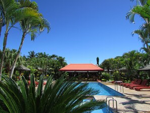 Outdoor pool, open 9:30 AM to 7:00 PM, pool loungers - Wailoaloa Beach Resort Fiji (Nadi)