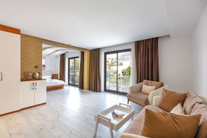 Deluxe Double Room, Partial Sea View | Premium bedding, minibar, in-room safe, desk - Rhapsody Hotel & Spa Kalkan (+12 Adults only) (Kas)