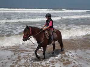 In Strandnähe, weißer Sandstrand, Surfen/Bodyboarden, Kajakfahren