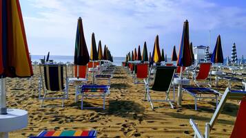 Private beach nearby, sun-loungers, beach umbrellas, 3 beach bars