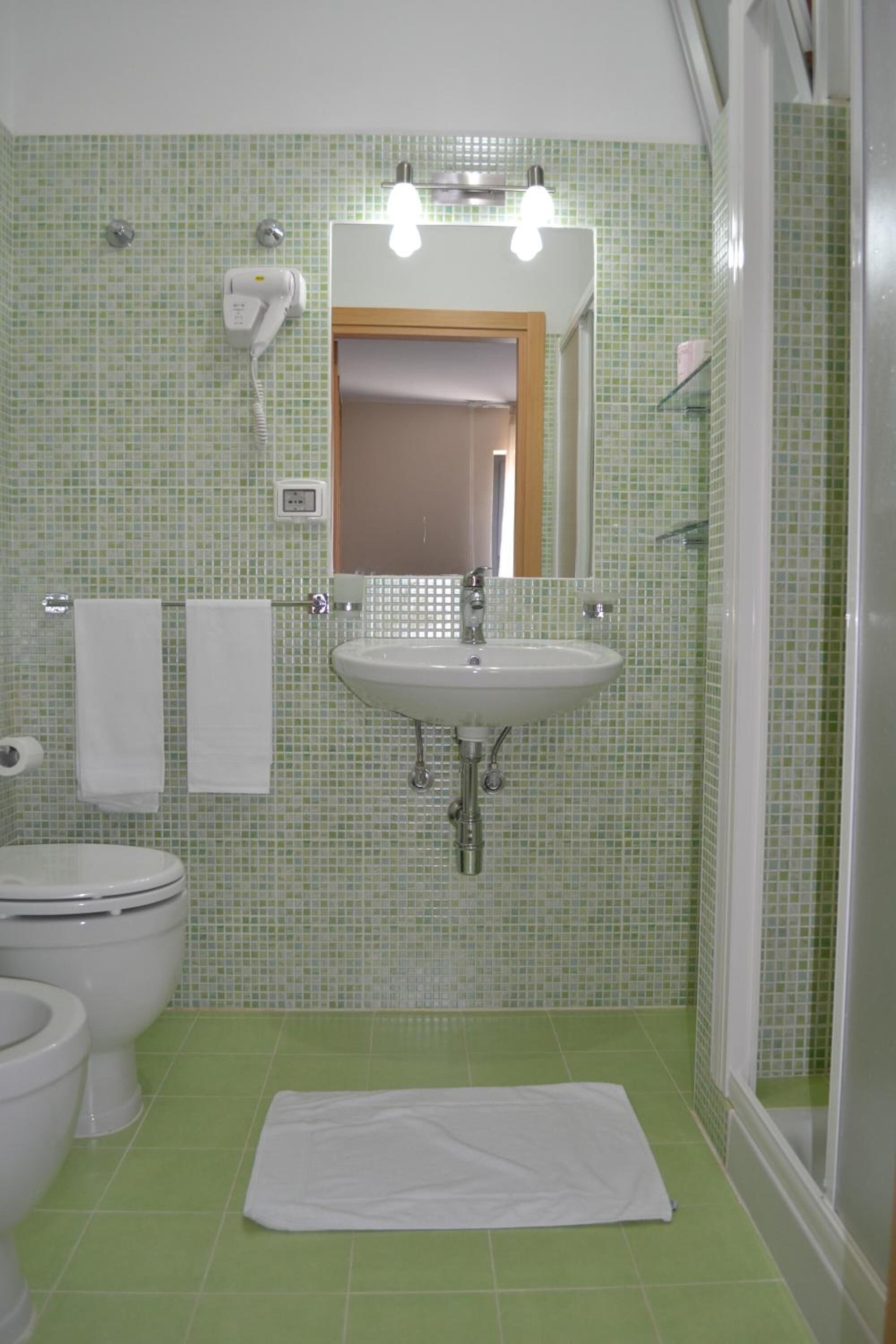 shower, free toiletries, hair dryer, bidet