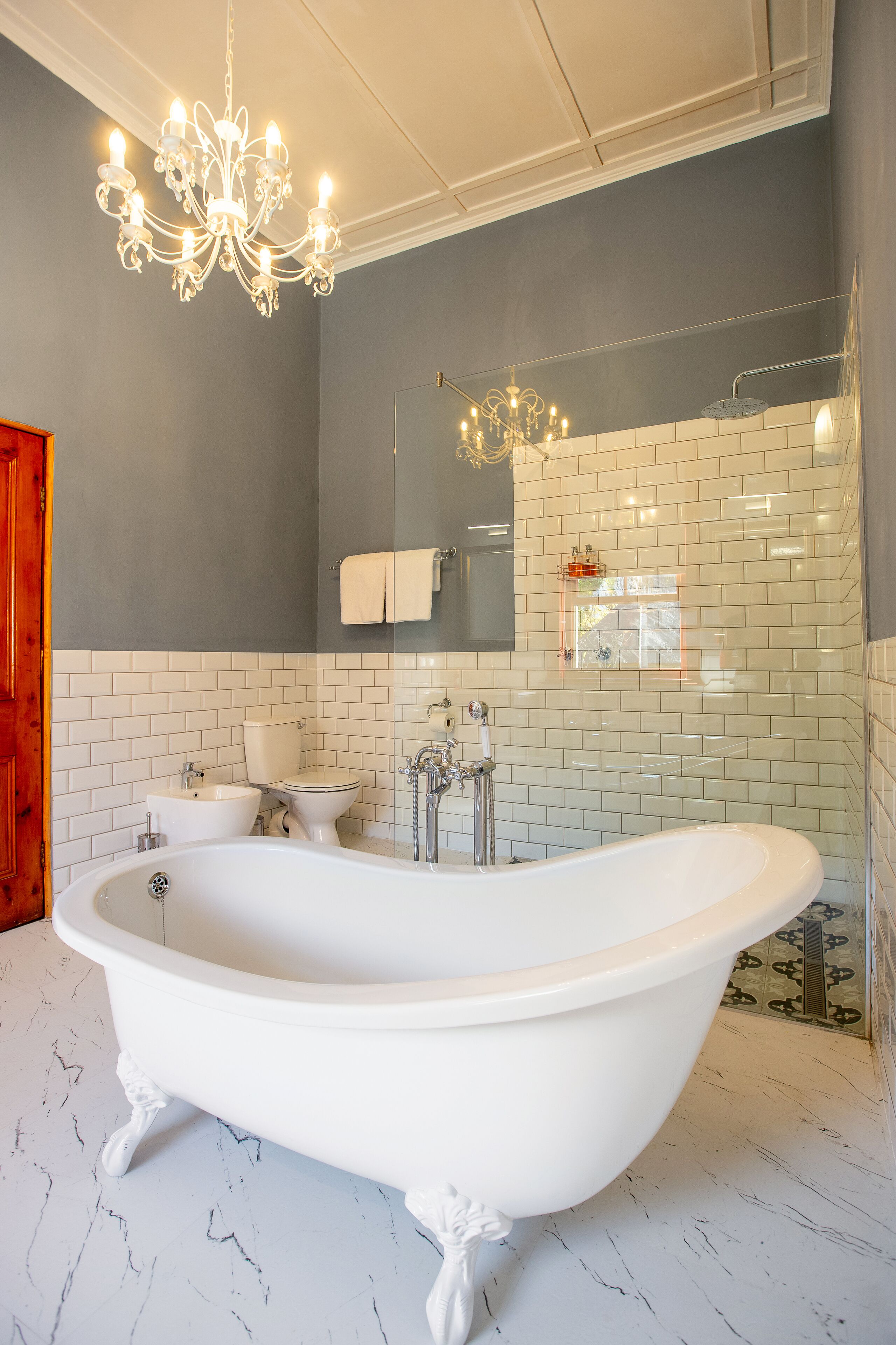 luxury double room | bathroom | eco-friendly toiletries, hair dryer, towels, soap